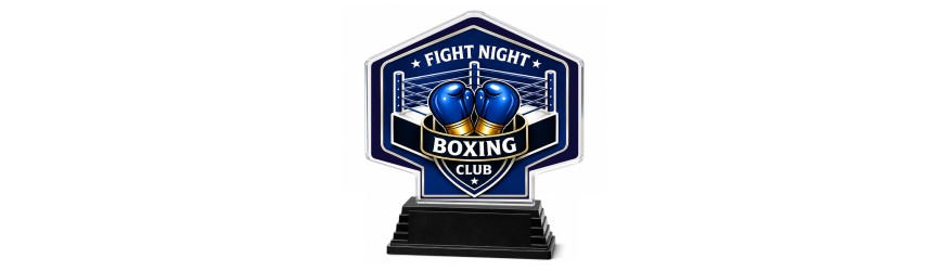 **SPECIAL BUY** CLICK AND GO CUSTOM BOXING RING TROPHY - 17CM - 23CM - AVAILABLE IN 5 COLOURS
